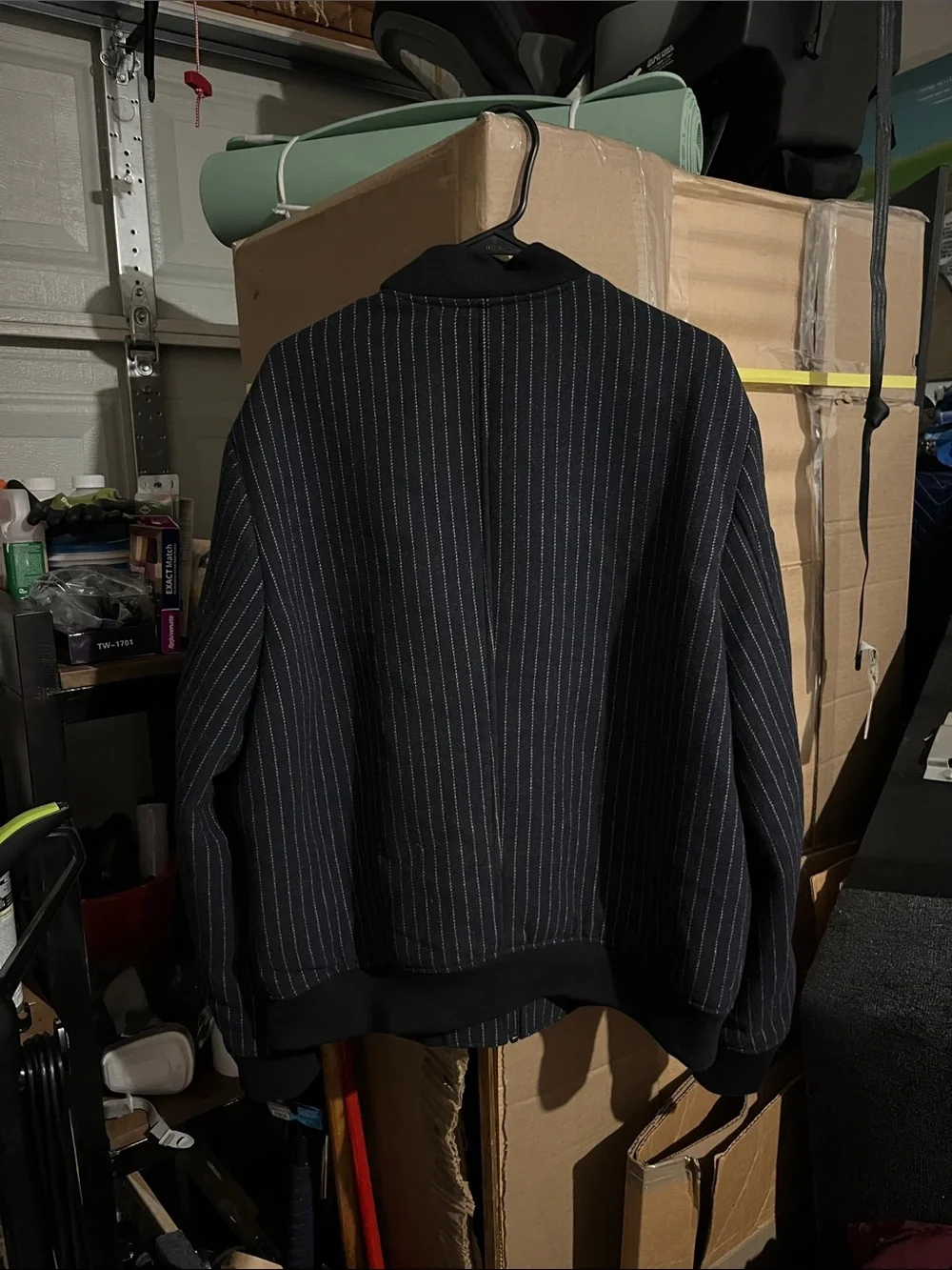 Express Men’s Black Pinstripe Bomber